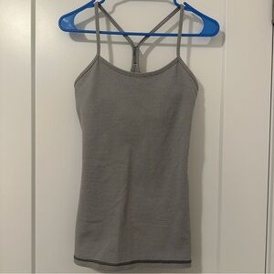 Lululemon Grey White Stripes Power Y Tank Top Size 6 Women’s